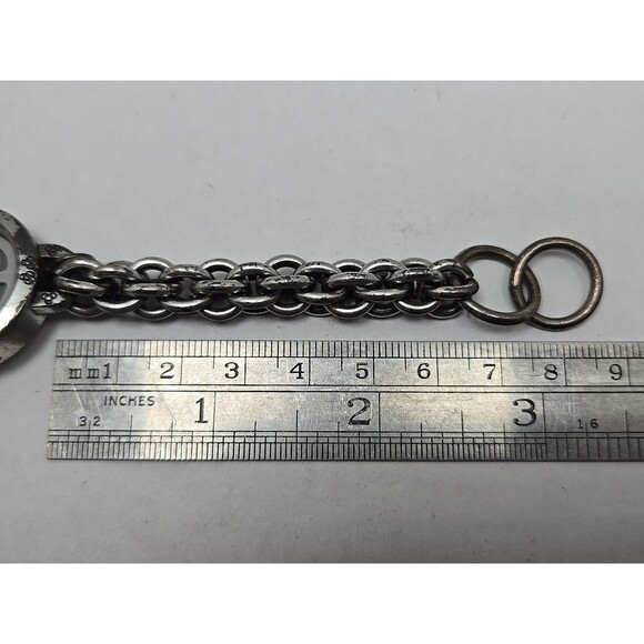 Lucky Brand Peace Sign Chain Bracelet Watch Quartz New Battery Silver Womens - Picture 8 of 12